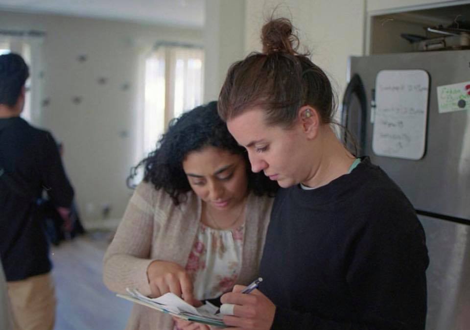 Director Zaira Aguilar going over the shot list with Assistant Director, Tania Ringer